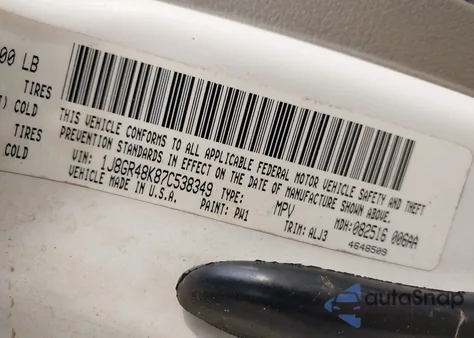 2007 Jeep Grand Cherokee Laredo z USA, uszkodzony, nr VIN 1J8GR48K87C538349